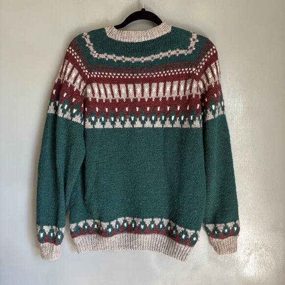 THE ALPACA CONNECTION Women's Med Green Cardigan Cottagecore Soft Geometric - Picture 8 of 12